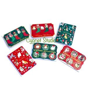 Punch Studio Kittens & Puppies Die-Cut Christmas Cards (62695), Set of 24